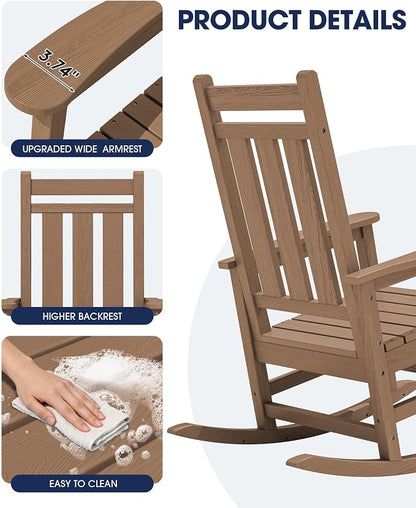 Oversized Outdoor Rocking Chair Set of 6, HDPE Patio Rockers - Image 9