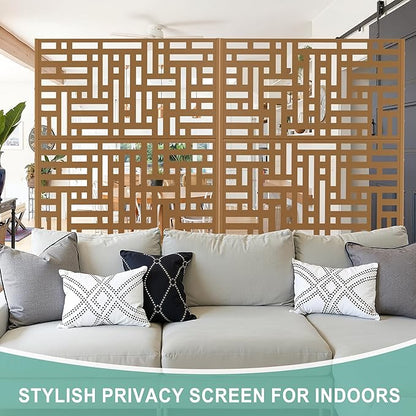 Metal Privacy Screen for Outdoor & Indoor Use, Free Standing Privacy Screen for Patio Garden Pool, 72" H x 47" W Decoative Privacy Panels, Weather Resistant, Easy Assembly (Brown Helen Street)