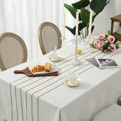 Chassic 54 x 72 inches Farmhouse Style Linen tablecloths, Boho Wrinkle Resistant Washable Small Rectangle Table Cloth for Dining Room, Kitchen, Wedding and Holiday Decorative - Cream