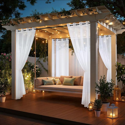 MIULEE White Outdoor Curtain for Patio Waterproof 4 Panels 54 x 84 Inch | - Image 5