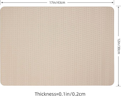 Faux Leather Placemats Set of 6 – 17x12 Inch Vinyl Table Mats, Heat Resistant, Non Slip, Wipeable & Washable, Easy to Clean Dining Table Decor for Kitchen & Dining Room（Light Taupe）