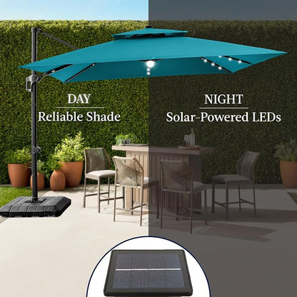 Best Choice Products 12x12ft LED Cantilever Patio Umbrella w/Base Included & - Image 6