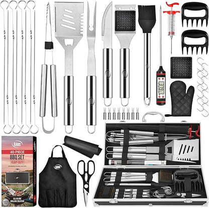 Kaluns BBQ Accessories, Complete Grill Set Dad Gifts for Christamas, 40 Pcs Premium Heavy Duty Stainless Steel Barbecue Grill Accessories for Outdoor Grill Gifts for Men Dad