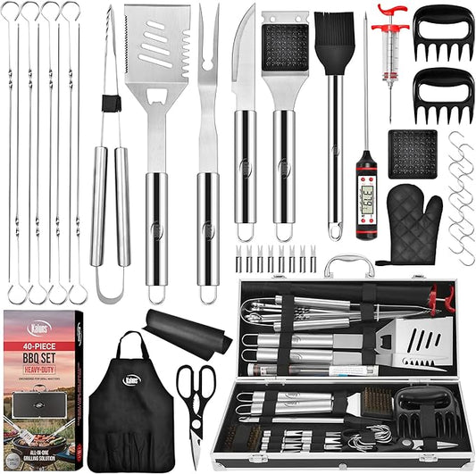 Kaluns BBQ Accessories, Complete Grill Set Dad Gifts for Christamas, 40 Pcs Premium Heavy Duty Stainless Steel Barbecue Grill Accessories for Outdoor Grill Gifts for Men Dad