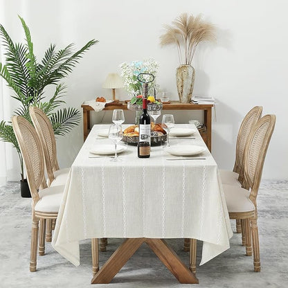 Chassic 60 x 60 inches Farmhouse Style Linen tablecloths, Wrinkle Resistant Washable Dining Room Table Cloths for Square Tables - Beige