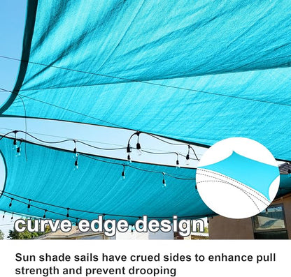 8' x 10' Rectangle Shade Sail Turquoise Blue UV Block Outdoor Canopy | Outdoor - Image 8
