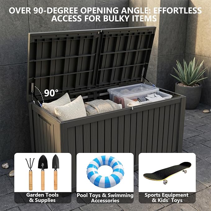Outdoor Storage Box, 200 Gallon Waterproof Deck Box, Premium Hydraulic Cushion - Image 7