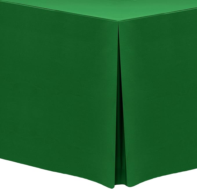 Ultimate Textile -10 Pack- 5 ft. Fitted Polyester Tablecloth - Fits 30 x 60-Inch Banquet and Folding Rectangular Tables - 42" H, Emerald Green