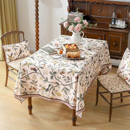 Linen Table Cloth Rectangle,Wrinkle Resistant French Pink Tablecloth Print with Froal,Decor Stitch Table Cloth for Thanksgiving,Dining Room,Home,Kitchen 63" × 94"-Dewey A