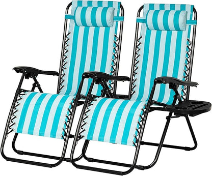 Nazhura Set of 2 Relaxing Recliners Patio Chairs Adjustable Steel Mesh Zero by NazhuraGoodCompanionAtHome
