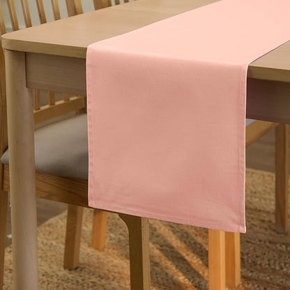 Encasa XO Table Runner 13"x104" Long | Cotton Canvas Fabric | Powder Pink Solid Color | Machine Washable & Durable