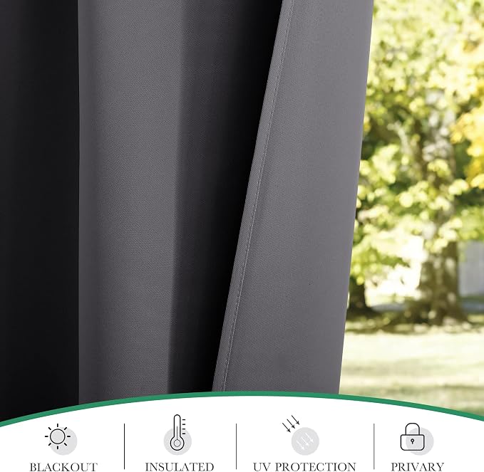 2 Panels Grey Outdoor Curtains for Patio Clearance - Image 6