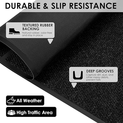 3′ x 47′ Front Door Mat Indoor Outdoor Entrance, Commercial Floor Mat Heavy Duty Dirt Trapper Entryway Doormat, Custom Size Non Slip Rubber Backing Welcome mat, Door Mat for High Traffic Area