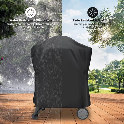 Grill Cover for Weber Q Series Grill on Cart, Waterproof BBQ Cover for Weber Q2000/Q200/Q1000/Q100 on Portable Stand-Weather Resistant
