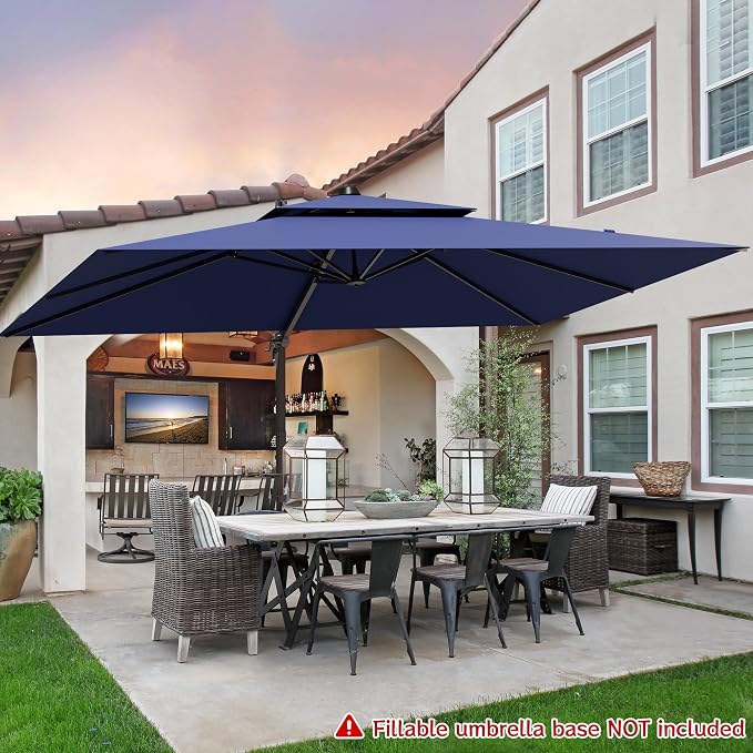 9x12FT Cantilever Patio Umbrella Heavy-Duty Aluminum | 360° Rotating Double - Image 6
