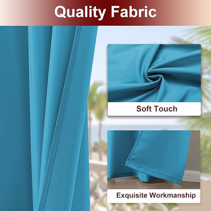 HolidayIdeas Grommet Outdoor Curtains for Patio Waterproof 8 Pcs All Weather Balcony Outside Curtains for Apartments, Gazebo, Pergolas, Porch, 54x108 Inch, Teal