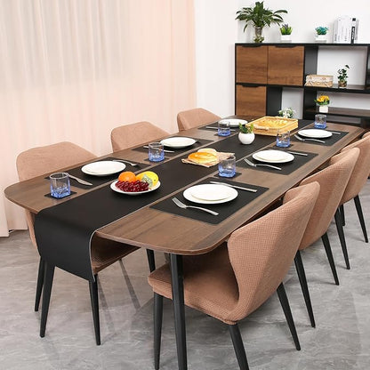 Myir JUN Table Runner Double Sided Vinyl Runner Table 72 Inch Long Runner for Table Washable Waterproof Non-Slip for Home Decorations Black,12 x 72 inch