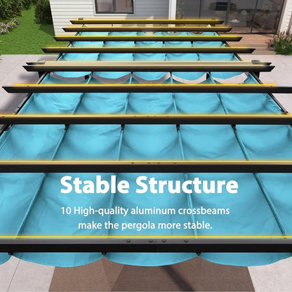 PURPLE LEAF Outdoor Pergola Retractable Aluminum 12' X 18', Turquoise Blue | - Image 3
