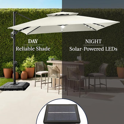 Best Choice Products 9x12ft LED Cantilever Patio Umbrella w/Base Included & - Image 6