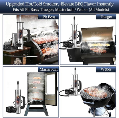 Cold Smoke Generator for BBQ Grills & Smokers – Boost Smoke Output & Flavor, Heavy-Duty Stainless Steel Cold Smoker Attachment for Meat, Cheese, Salmon，Fish, Bacon,Fits Traeger, Pit Boss,Weber Ect.