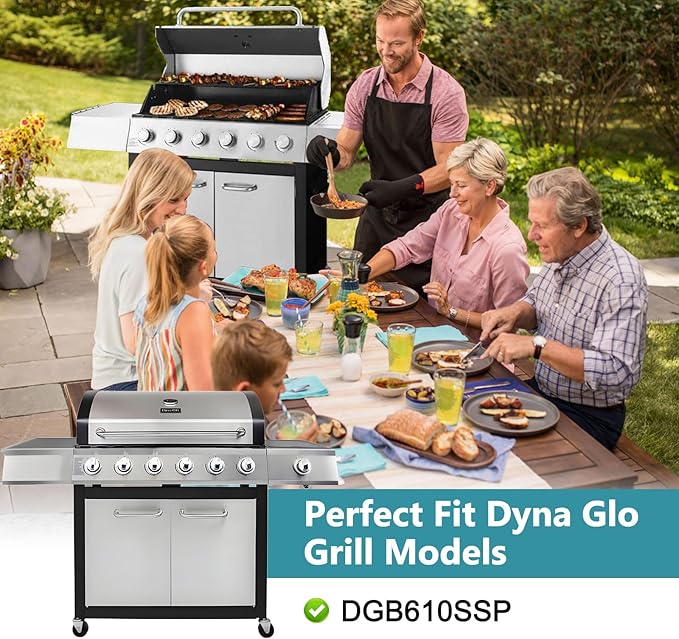 Criditpid Grill Replacement Parts for Dyna Glo DGB610SSP DGF600SSP, Cast Iron Grates 70-01-296 and Heat Shield Tents for Dyna Glo Grill Replacement Parts DGB610SSP 6 Burner.