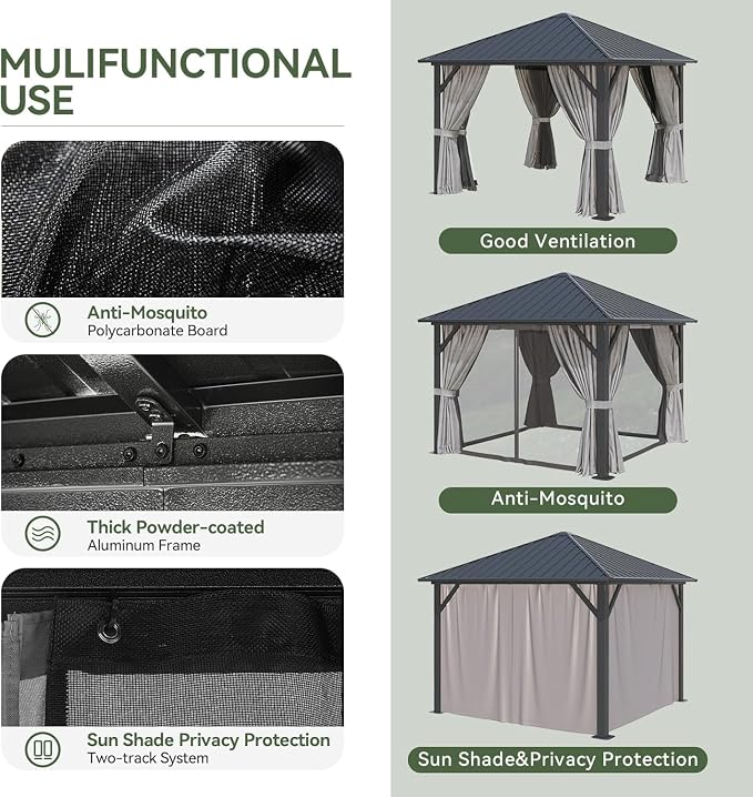 Aoxun Gazebo 10x10 Hardtop Gazebo - Image 7