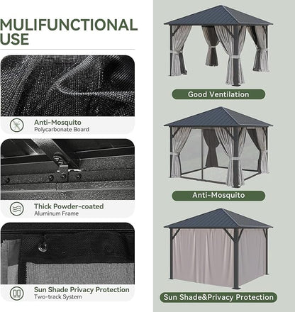 Aoxun Gazebo 10x10 Hardtop Gazebo - Image 7