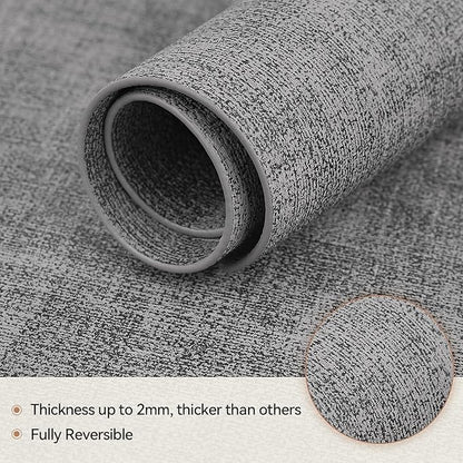 Round Table Placemats Set of 4, Faux Leather Wedge Shape Place Mats Heat Resistant Wipeable Washable Table Mats for Dining Outdoor Indoor, Gray