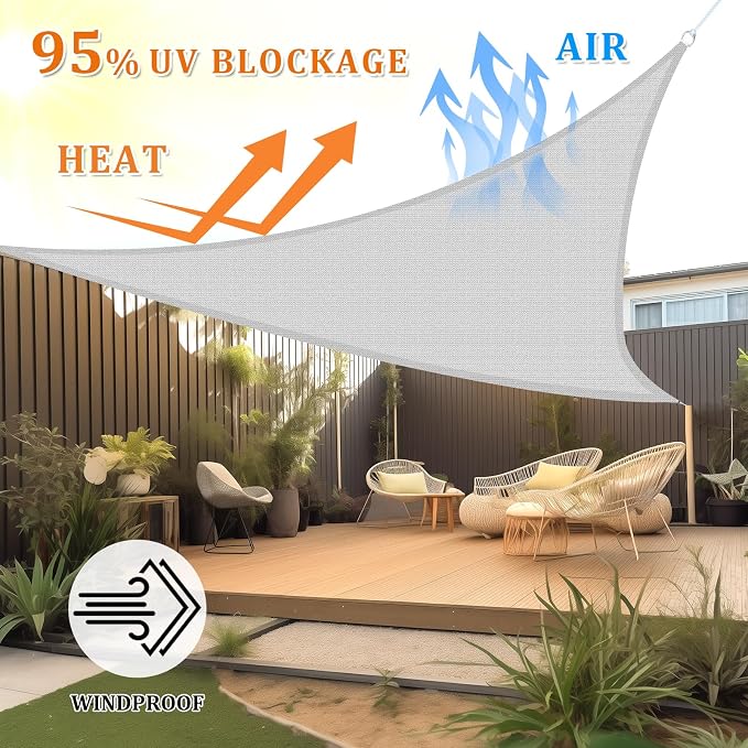 Shade&Beyond Custom Sun Shade Sail 6'x7'x9.2' Triangle Sun Sail Shades Patio UV - Image 2