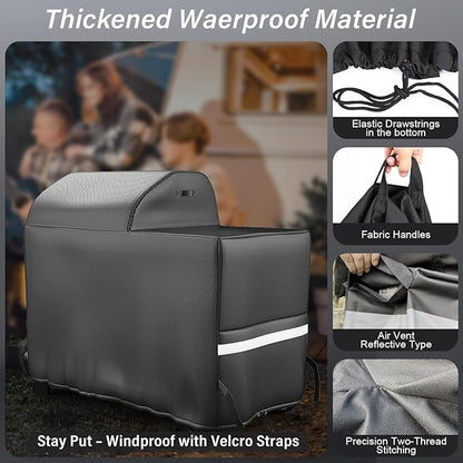 Grill Cover for Traeger Grills Woodridge Electric Wood Pellet Grill and Smoker, Upgraded Full-Length Heavy Duty Waterproof Anti-UV Cover for Traeger Woodridge Grills BAC761 TFB86MLH