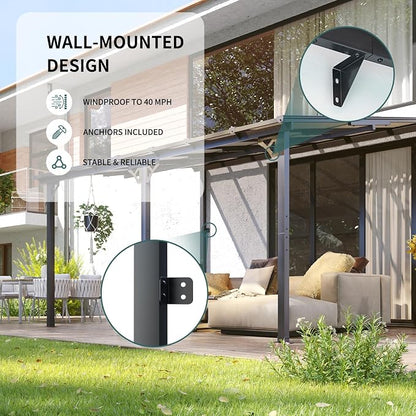 10x14FT Lean to Gazebo Pergola Patio Pergolas withSloped Roof | Large Wall - Image 9