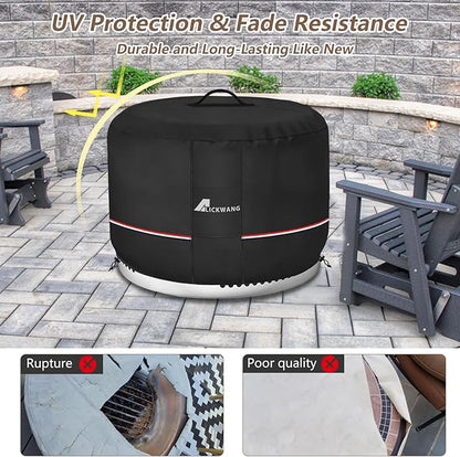 Fire Pit Cover for Solo Stove Bonfire,600D Tear-Resistant Heavy Duty Durable 100% Waterproof 27-29 Inch Smokeless Fire Pit Cover, Patio Weatherproof Gas Fire Pit, Black 29"x18"
