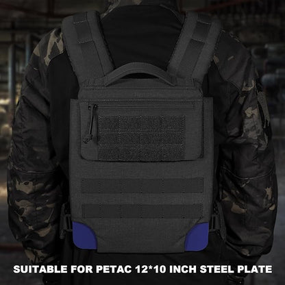PETAC GEAR Upgraded Weighted Backpack Rucking Backpack for Weight Plates/Honeycomb Breathable fabric/Belt support/Back support platform (max 15lbs capacity)(BK)