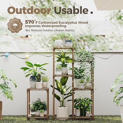 Bamworld Plant Stand Indoor Corner Plant Shelf Wood Plant Holder | - Image 4