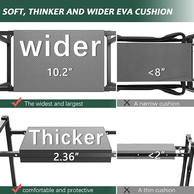 Garden Kneeler and Seat, 10.2" Wider Heavy Duty Thick - Image 3