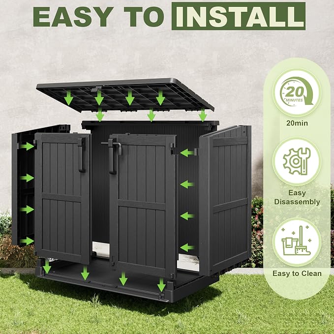 36 Cu Ft Horizontal Resin Storage Shed, Weatherproof Outdoor Storage Cabinet - Image 7