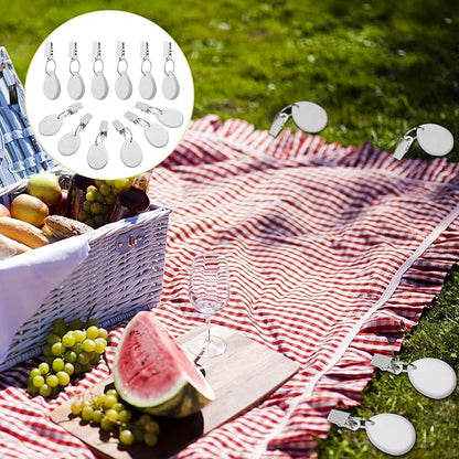 Geiserailie 12 Pcs Tablecloth Weights Tablecloth Pendant Teardrop Shape Table Cover Weights with Metal Clips for Outdoor Picnic Garden Dinner Table Cover Decoration(White)