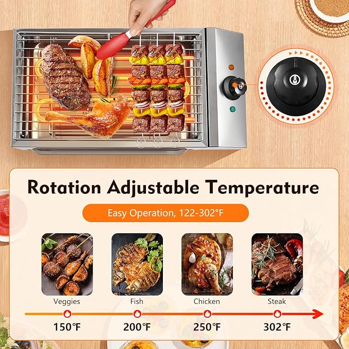1800W Electric Griddle Flat Top Grill Hot Plate BBQ, Commercial and Home use Stainless Steel Barbecue Griddle Smokeless Cooking Barbecue with Adjustable Temperature for Indoor/Outdoor, Camping