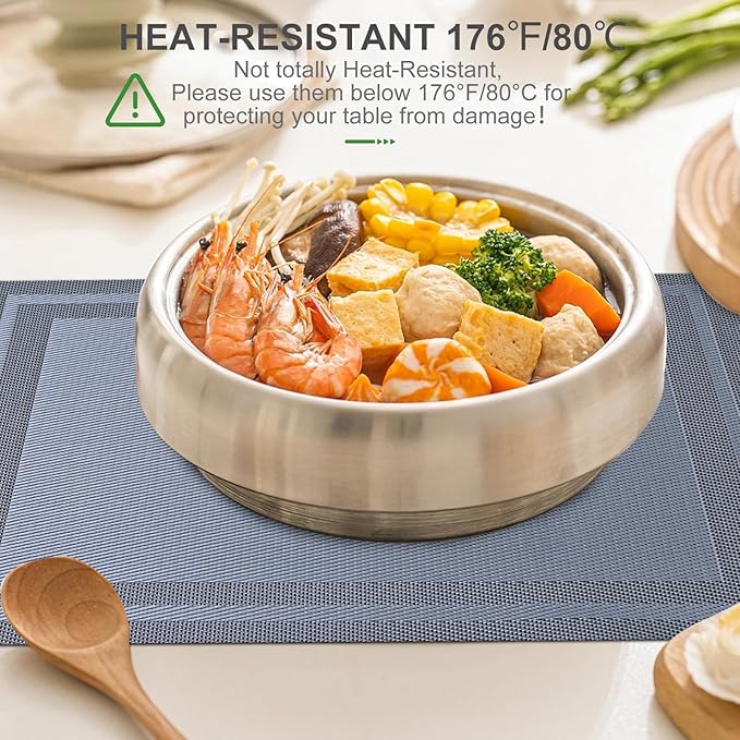 BETEAM Placemats Set of 8, Woven Vinyl Placemat for Dining Table Washable Wipeable Kitchen Place Mats Durable Indoor Outdoor Table Mats