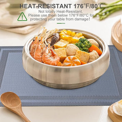 BETEAM Placemats Set of 12, Woven Vinyl Placemat for Dining Table Washable Wipeable Kitchen Place Mats Durable Indoor Outdoor Table Mats