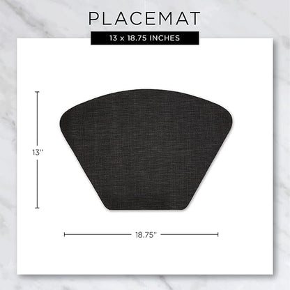 DII PVC Tabletop Collection Woven Indoor/Outdoor, Wedge Placemat Set, Black, 6 Piece