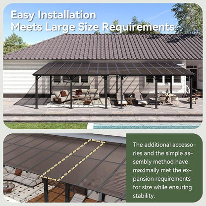 Aoxun 10’x30’ Gazebo with Aluminum Frame & Polycarbonate Panel, Outdoor Patio - Image 7