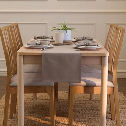 Encasa XO Table Runner 13"x91" Long | Cotton Canvas Fabric | Beige Solid Color | Machine Washable & Durable