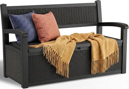 Storage Bench Outdoor Deck Box, 100 Gallon Waterproof & UV Resistant Lockable by ATMELT