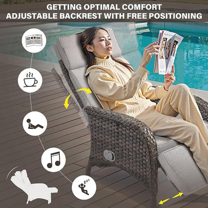 Versatile Outdoor Recliner Chair Set of 3 - Image 4