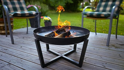 Fire Pit Redwood 31.5" Outdoor Fire Bowl, Steel Firepit for Patio, Backyard & Garden (31.5" Redwood)