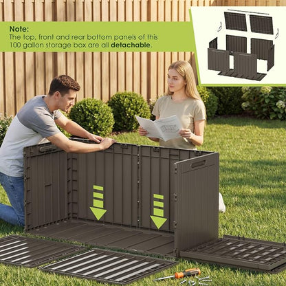Devoko 100 Gallon Outdoor Storage Box, Waterproof Deck Box Lockable | Weather - Image 5