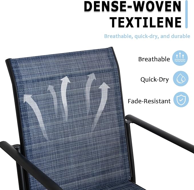 Stackable Patio Chairs Set of 6, Outdoor Dining Chairs - Image 6