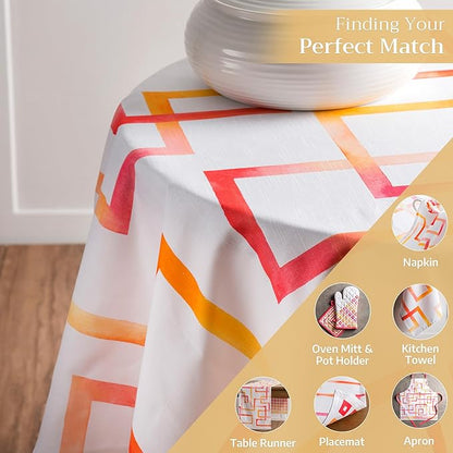Maison d' Hermine Table Cloth Round Table 100% Cotton 69 Inches Tablecloth Reusable Decorative Everyday Use for Dining Room, Farmhouse, Home, Party, Festive & Wedding Spring Summer - Summer Maze