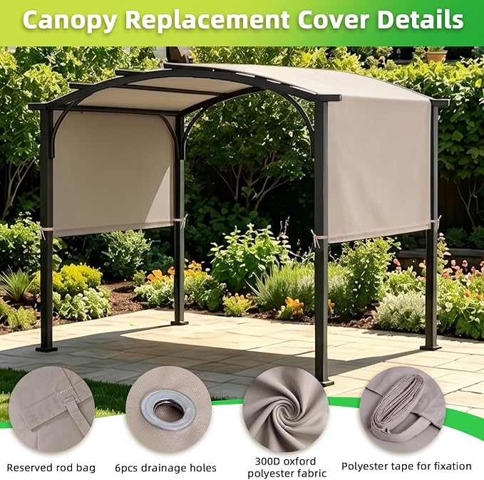 NOVINO Pergola Shade Cover Replacement Pergola Canopy Cover, Khaki | Universal - Image 5